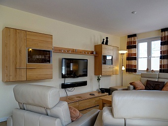 Wohnzimmer des Ferienhauses Amy