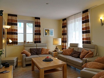 Wohnzimmer des Ferienhauses Amy